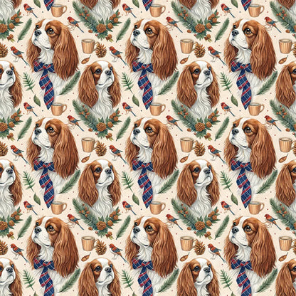 Dapper Cavalier King Charles Spaniel Father's Day Wrapping Paper — repeating pattern tile