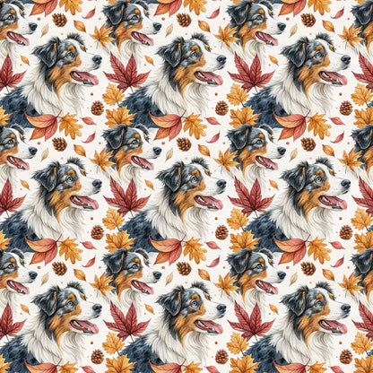 Australian Shepherd Autumn Wrapping Paper — repeating pattern tile