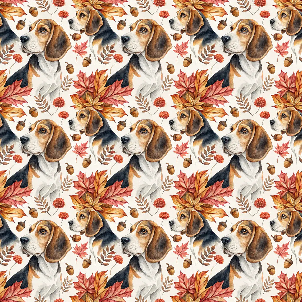 Beagle Autumn Wrapping Paper — repeating pattern tile