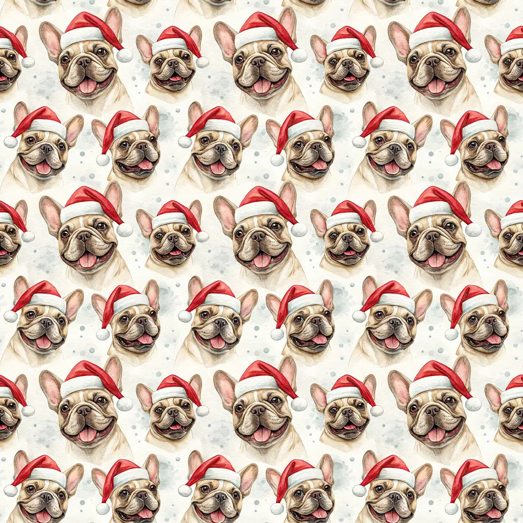 Santa Paws French Bulldog Christmas Wrapping Paper — repeating pattern tile