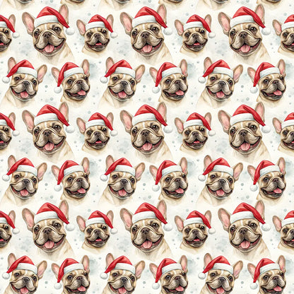 Santa Paws French Bulldog Christmas Wrapping Paper — repeating pattern tile
