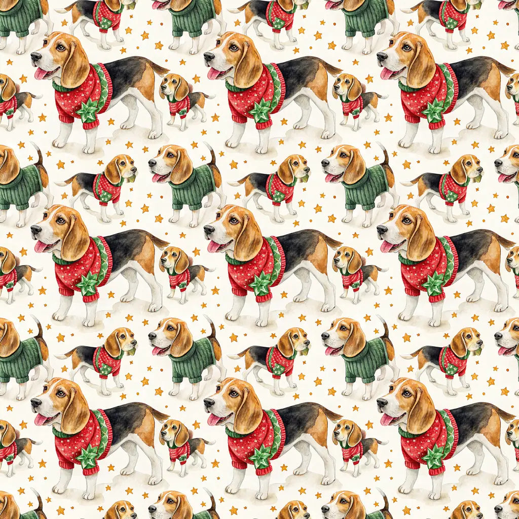 Ugly Sweater Beagle Christmas Wrapping Paper — repeating pattern tile