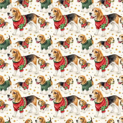 Ugly Sweater Beagle Christmas Wrapping Paper — repeating pattern tile