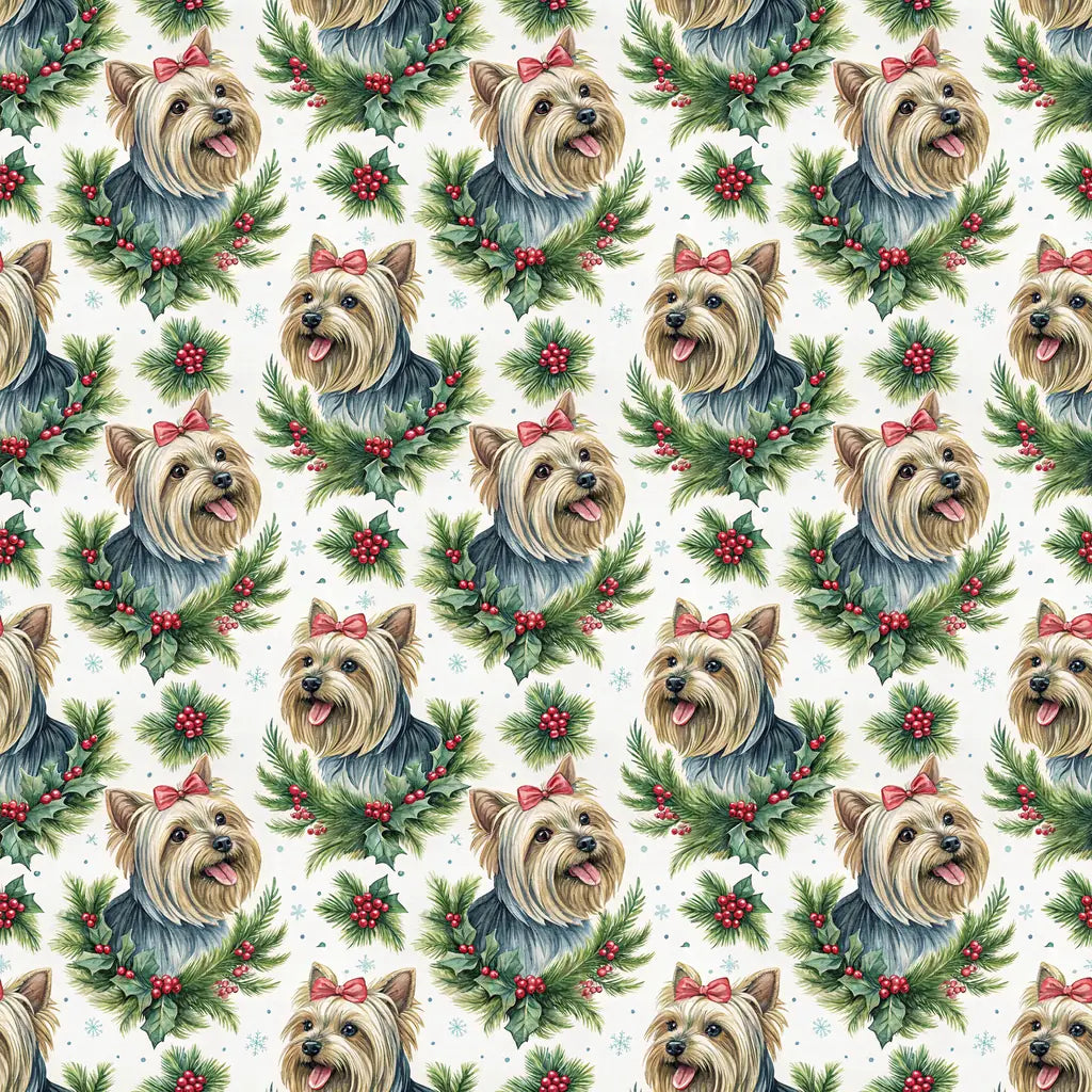 Yorkshire Terrier Christmas Wrapping Paper — repeating pattern tile