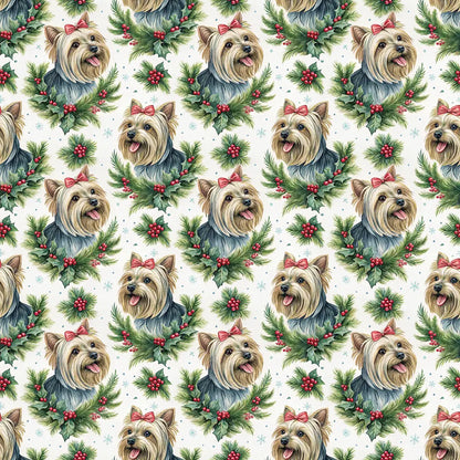 Yorkshire Terrier Christmas Wrapping Paper — repeating pattern tile