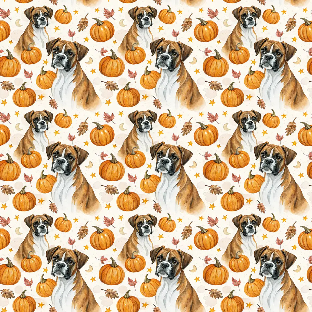 Pumpkin Patch Boxer Halloween Wrapping Paper — repeating pattern tile
