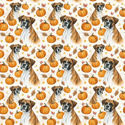 Pumpkin Patch Boxer Halloween Wrapping Paper — repeating pattern tile