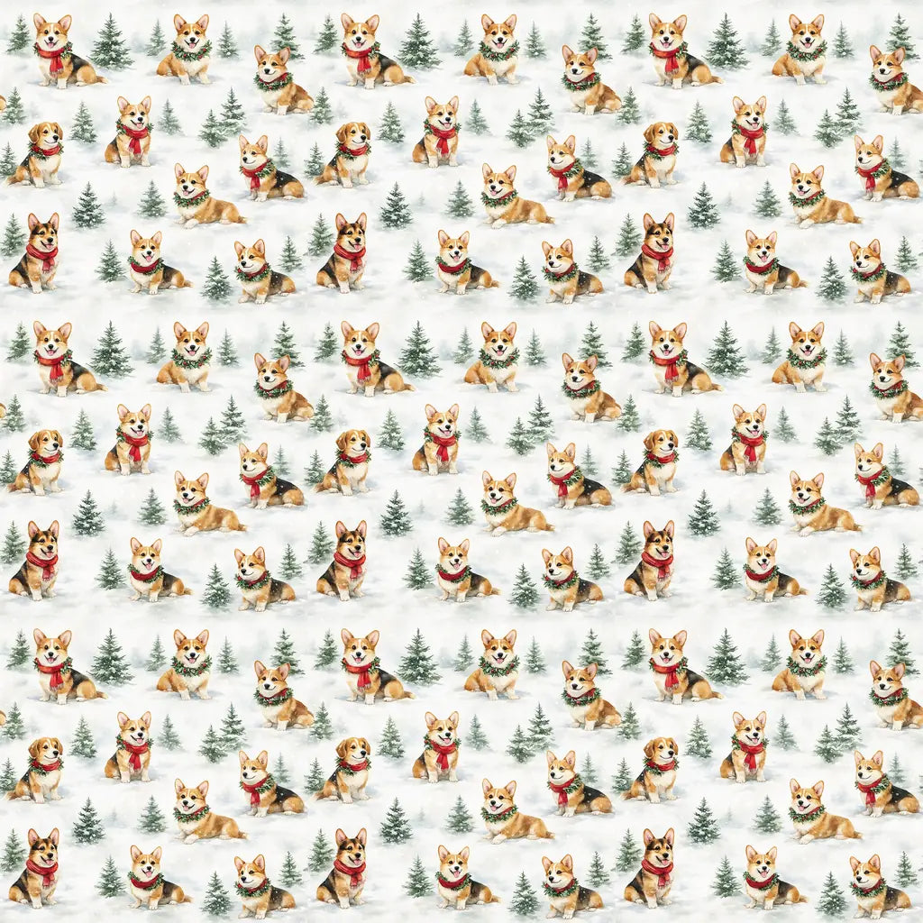 Shiba Inu Christmas Wrapping Paper — repeating pattern tile