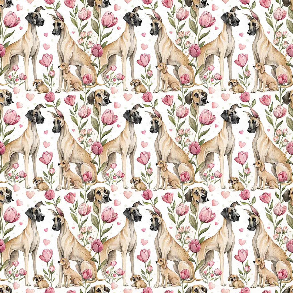 Great Dane Floral Mother's Day Wrapping Paper — repeating pattern tile