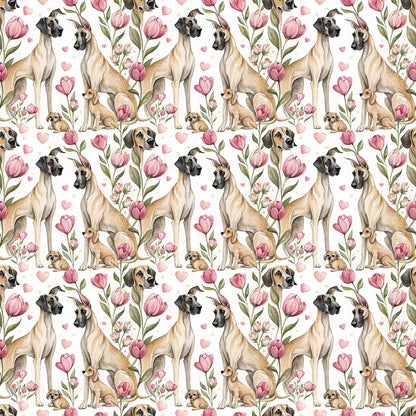 Great Dane Floral Mother's Day Wrapping Paper — repeating pattern tile