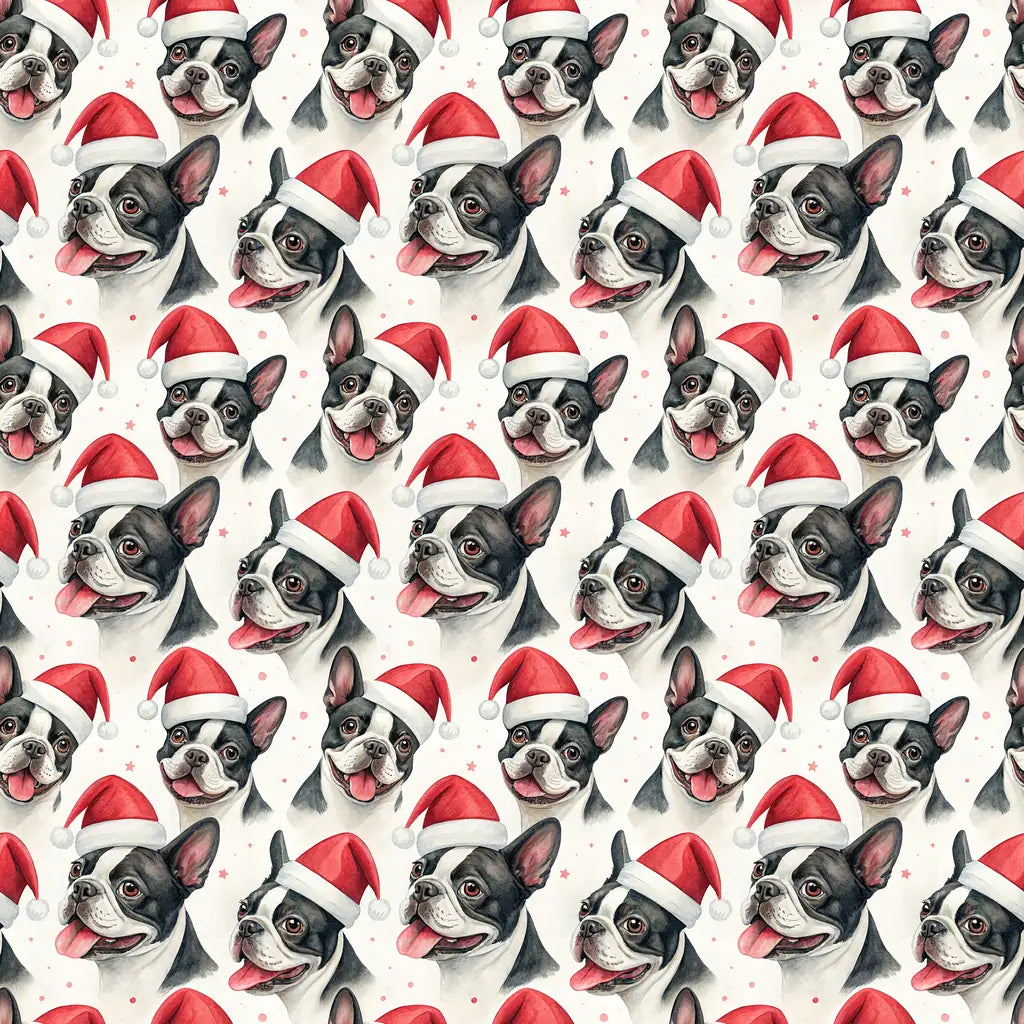 Santa Paws: French Bulldog Christmas Wrapping Paper — repeating pattern tile