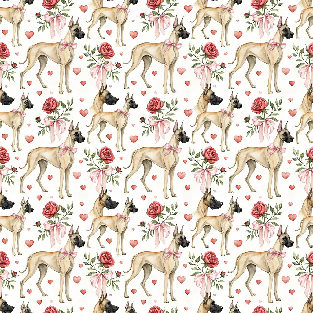 Great Dane Valentine Wrapping Paper — repeating pattern tile