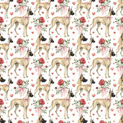 Great Dane Valentine Wrapping Paper — repeating pattern tile