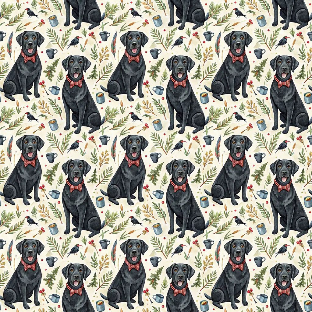 Dapper Black Lab Father's Day Wrapping Paper — repeating pattern tile