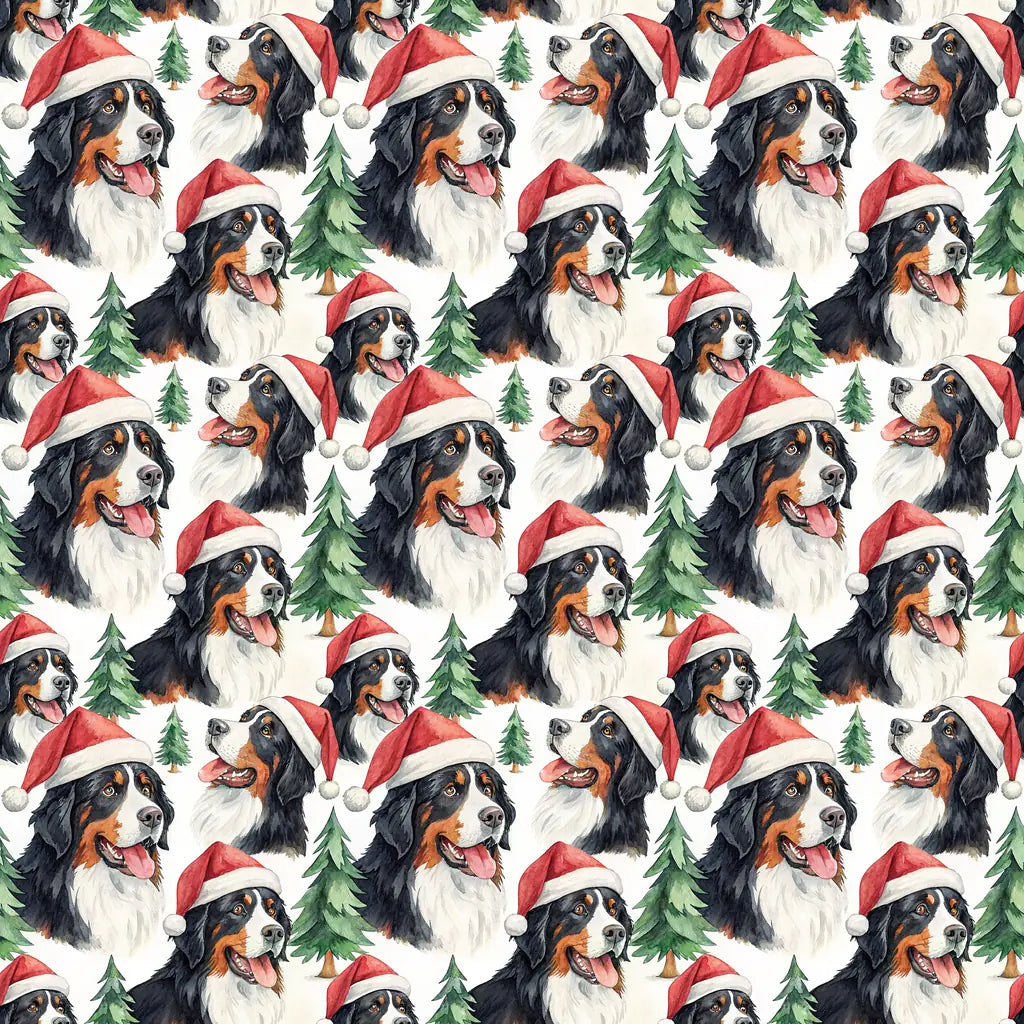 Santa Paws: Bernese Mountain Dog Christmas Wrapping Paper — repeating pattern tile