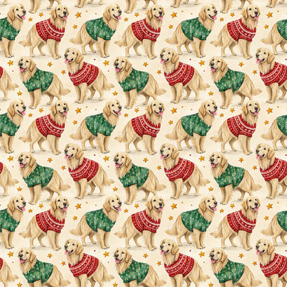 Ugly Sweater Golden Retriever Christmas Wrapping Paper — repeating pattern tile
