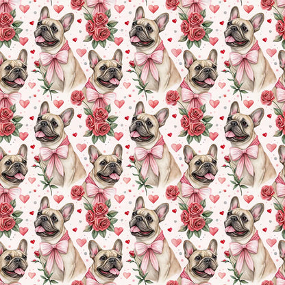 French Bulldog Valentine's Day Wrapping Paper — repeating pattern tile