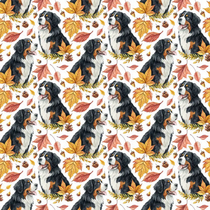 Bernese Mountain Dog Autumn Wrapping Paper — repeating pattern tile