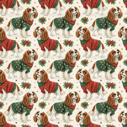 Ugly Sweater Cavalier King Charles Spaniel Christmas Wrapping Paper — repeating pattern tile