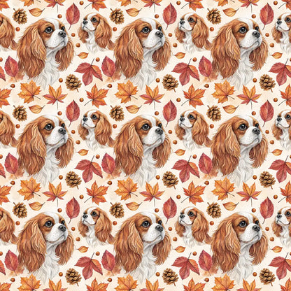 Cavalier King Charles Spaniel Autumn Wrapping Paper — repeating pattern tile