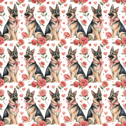 German Shepherd Valentine's Day Wrapping Paper — repeating pattern tile
