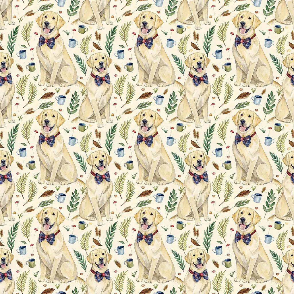 Dapper Yellow Lab Father's Day Wrapping Paper — repeating pattern tile
