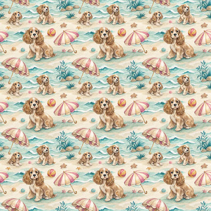 Cocker Spaniel Beach Day Wrapping Paper — repeating pattern tile