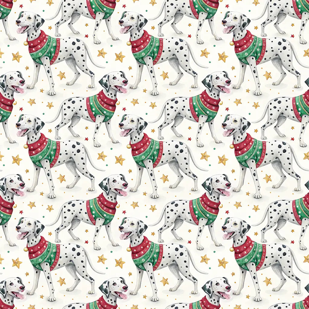 Ugly Sweater Dalmatian Christmas Wrapping Paper — repeating pattern tile