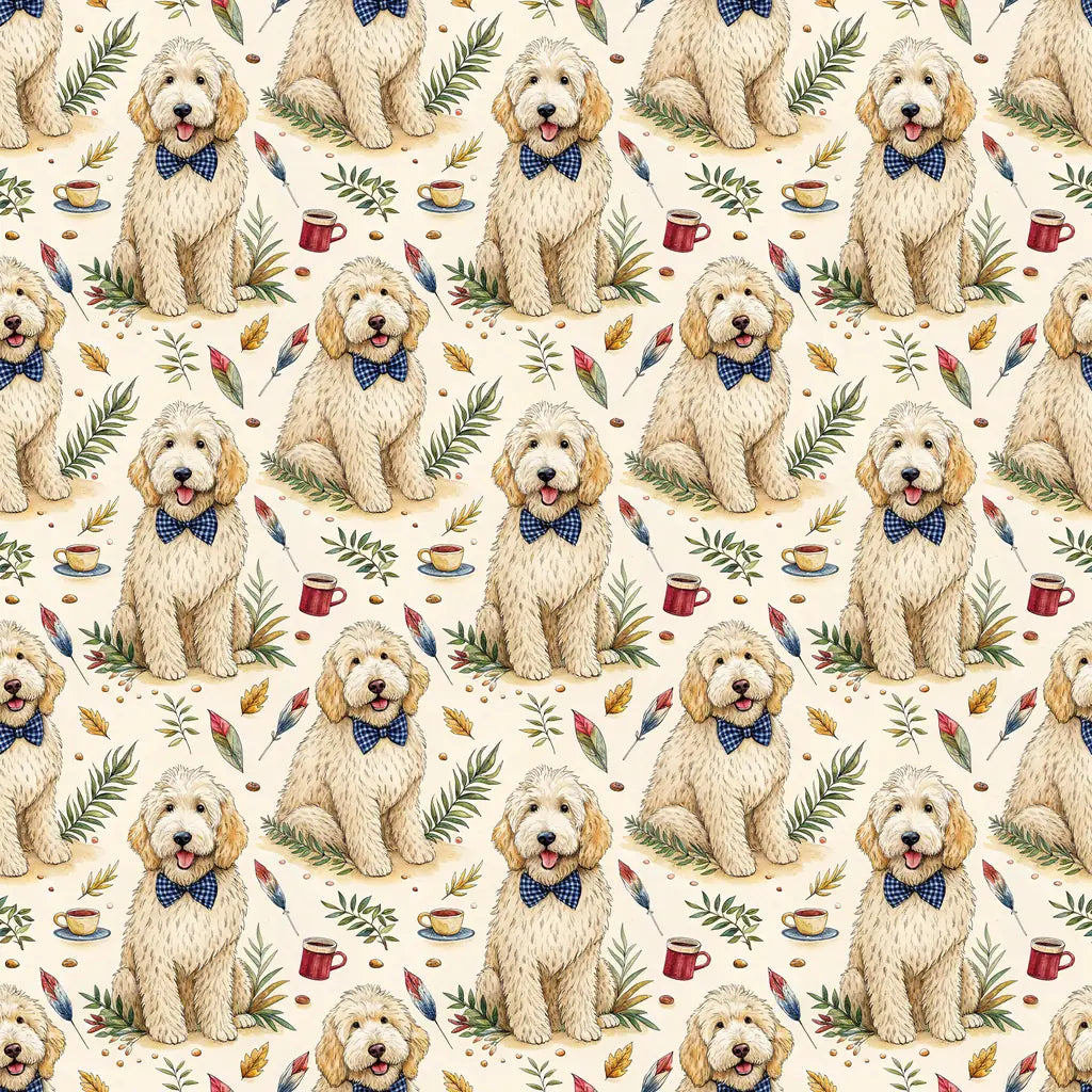 Dapper Goldendoodle Father's Day Wrapping Paper — repeating pattern tile