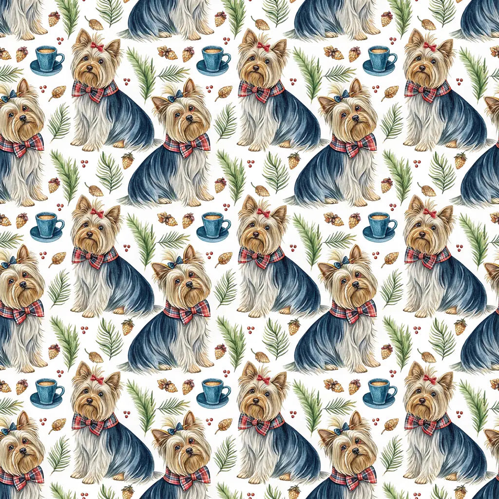 Yorkshire Terrier Christmas Wrapping Paper — repeating pattern tile