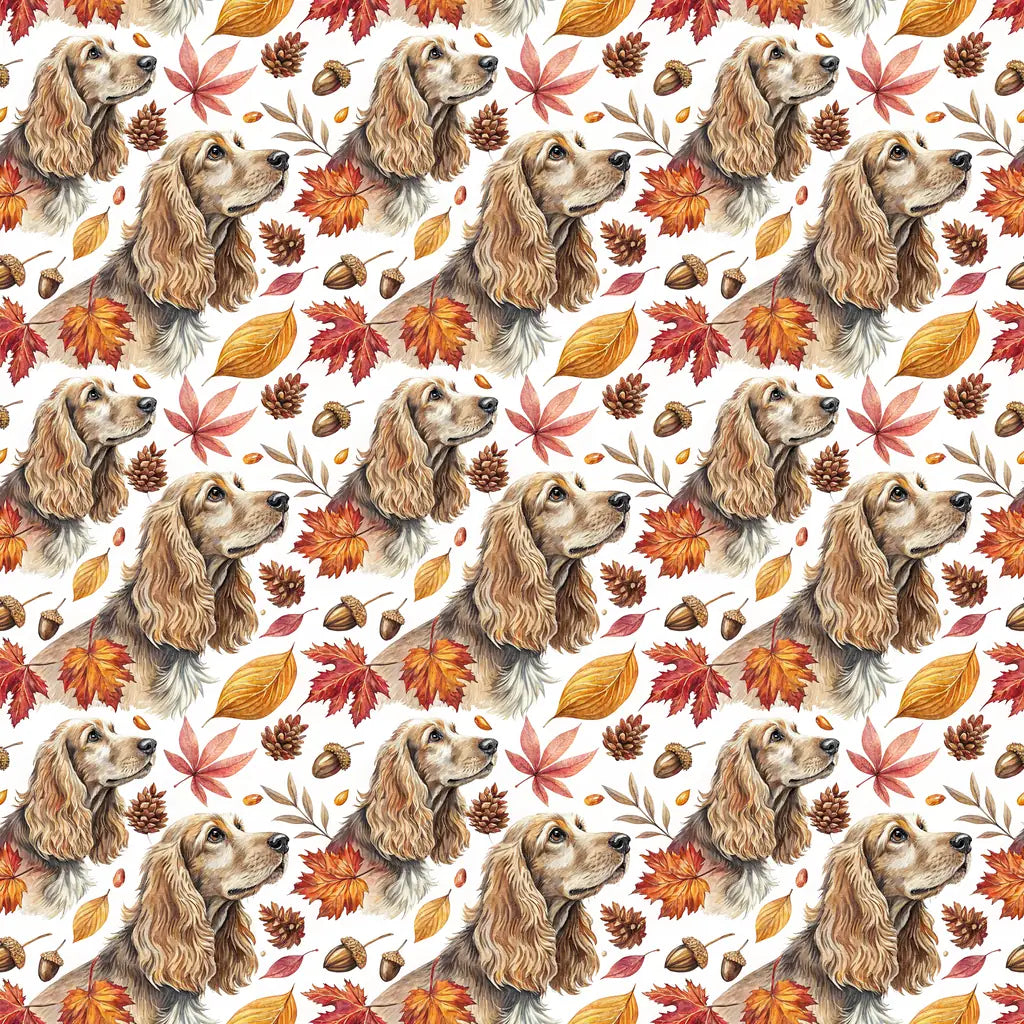 Cocker Spaniel Autumn Wrapping Paper — repeating pattern tile