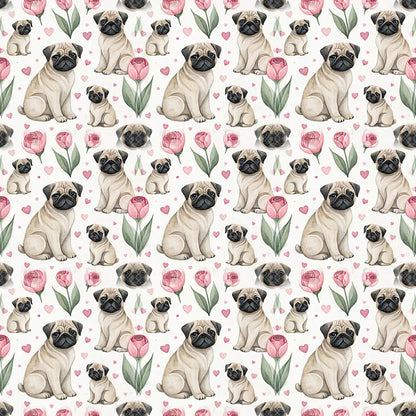 Pug Floral Mother's Day Wrapping Paper — repeating pattern tile