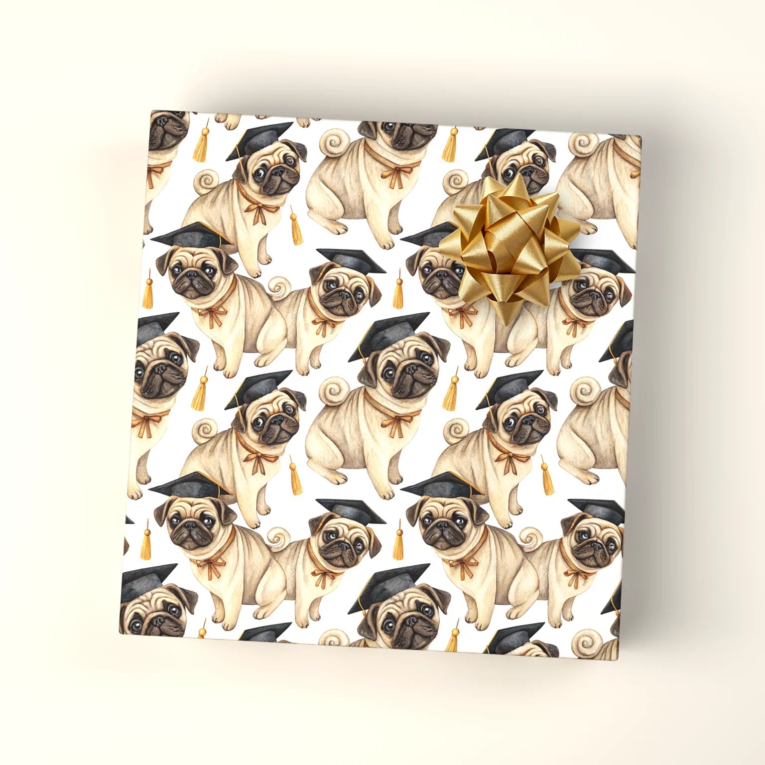 Pug Graduation Wrapping Paper — wrapped gift presentation