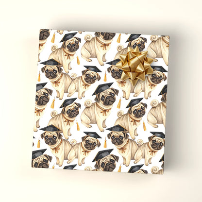 Pug Graduation Wrapping Paper — wrapped gift presentation