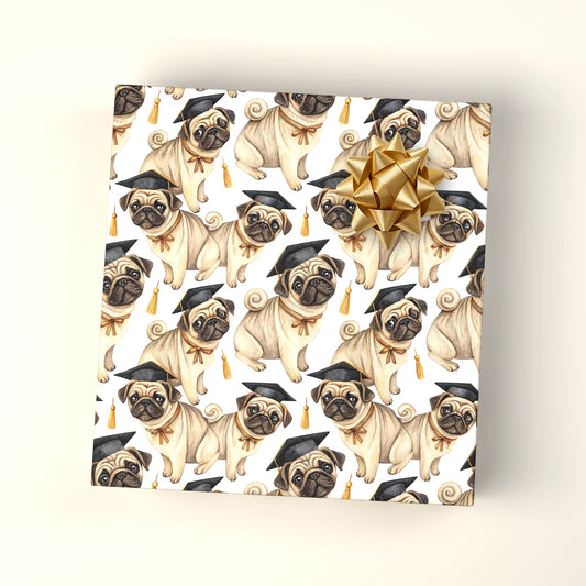 Pug Graduation Wrapping Paper — wrapped gift presentation