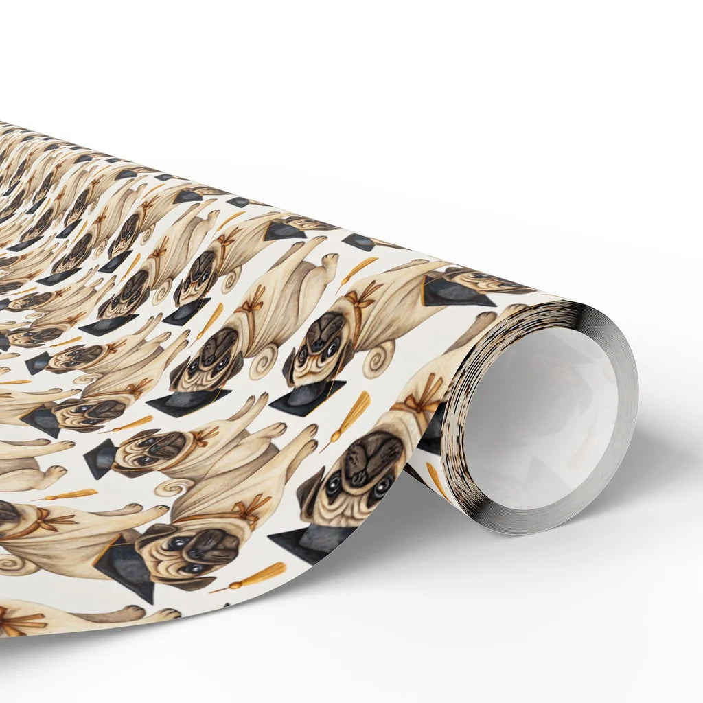 Pug Graduation Wrapping Paper — paper roll