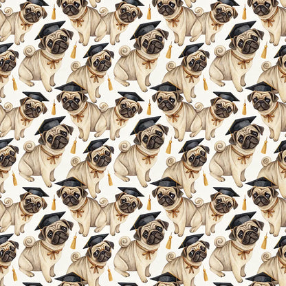 Pug Graduation Wrapping Paper — repeating pattern tile