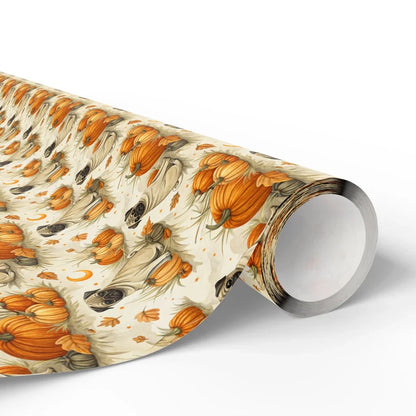 Pug Pumpkin Patch Halloween Wrapping Paper — paper roll