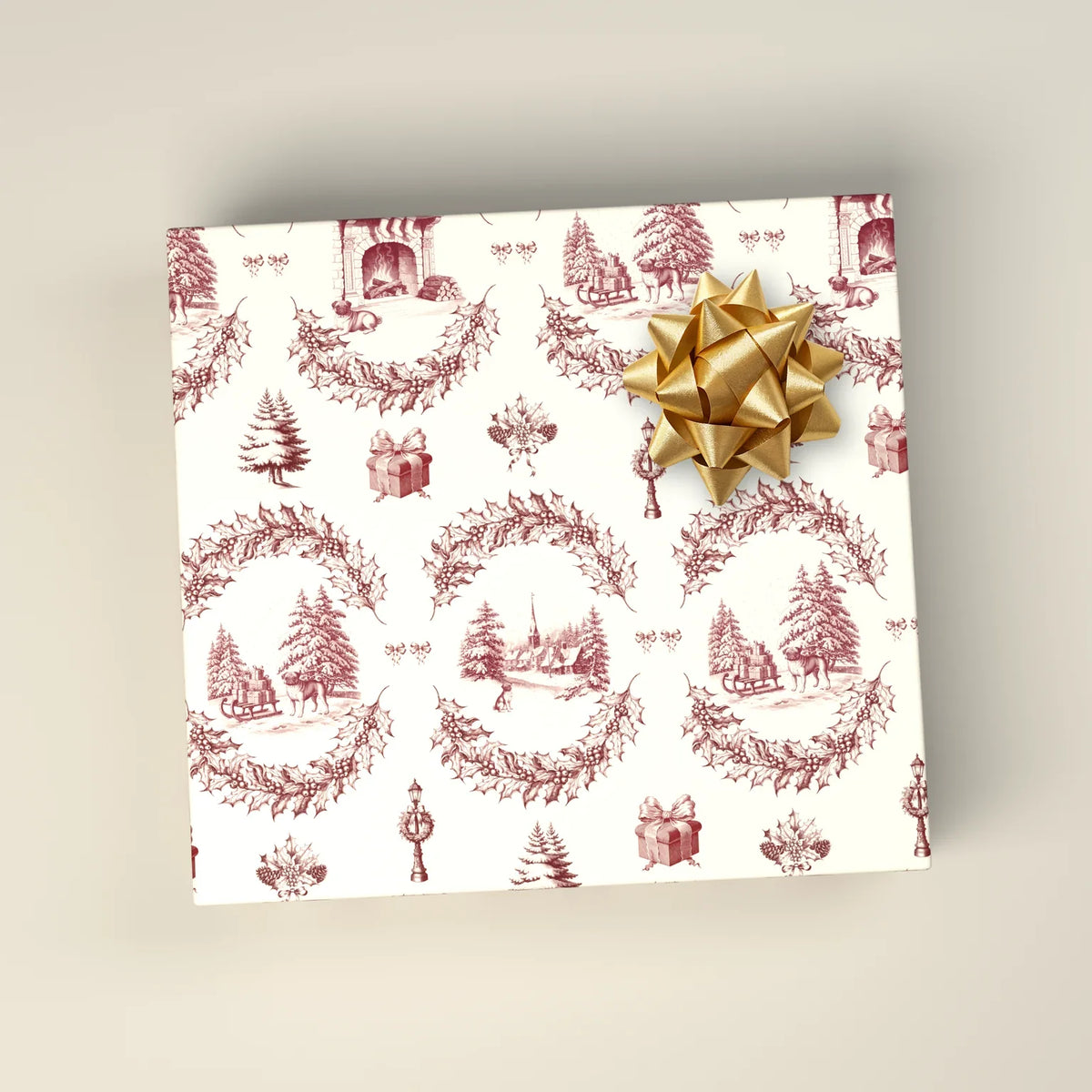 Pug Toile Wrapping Paper — wrapped gift presentation