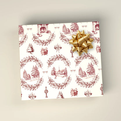Pug Toile Wrapping Paper — wrapped gift presentation