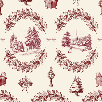 Pug Toile Wrapping Paper — repeating pattern tile