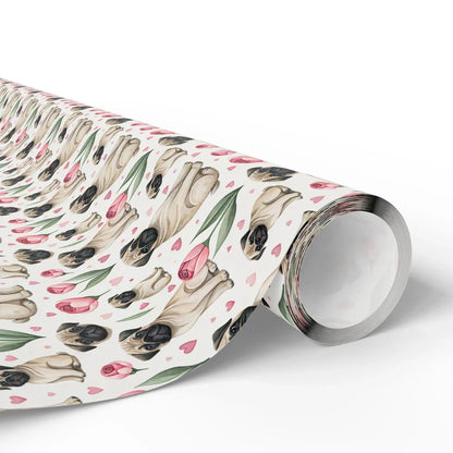 Pug & Tulips Spring Wrapping Paper — paper roll