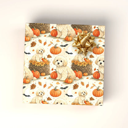 Pumpkin Patch Pup: Doodle Halloween Wrapping Paper — wrapped gift presentation