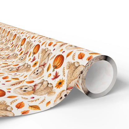 Pumpkin Spice Pup: Goldendoodle Fall Wrapping Paper — paper roll