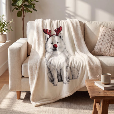 Reindog Samoyed Sherpa Blanket