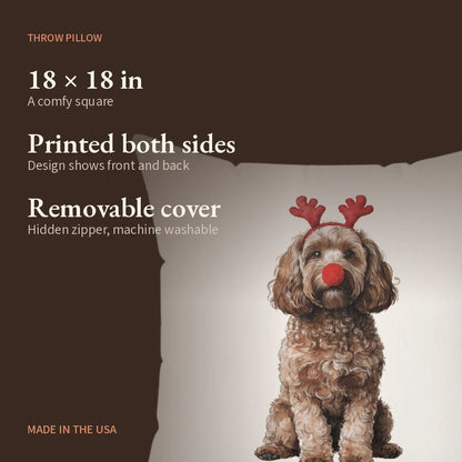 Reindog Cavapoo Throw Pillow — what you get
