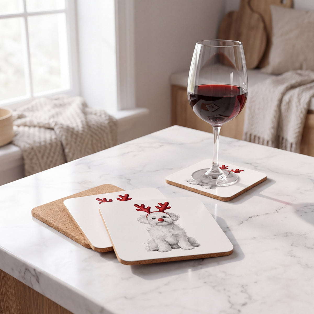Maltipoo Reindog coaster styled at home
