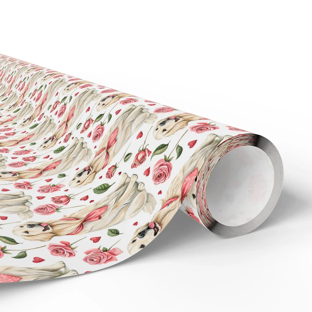 Roses Are Red, Retrievers Are Cuter: Golden Valentine Wrapping Paper — paper roll