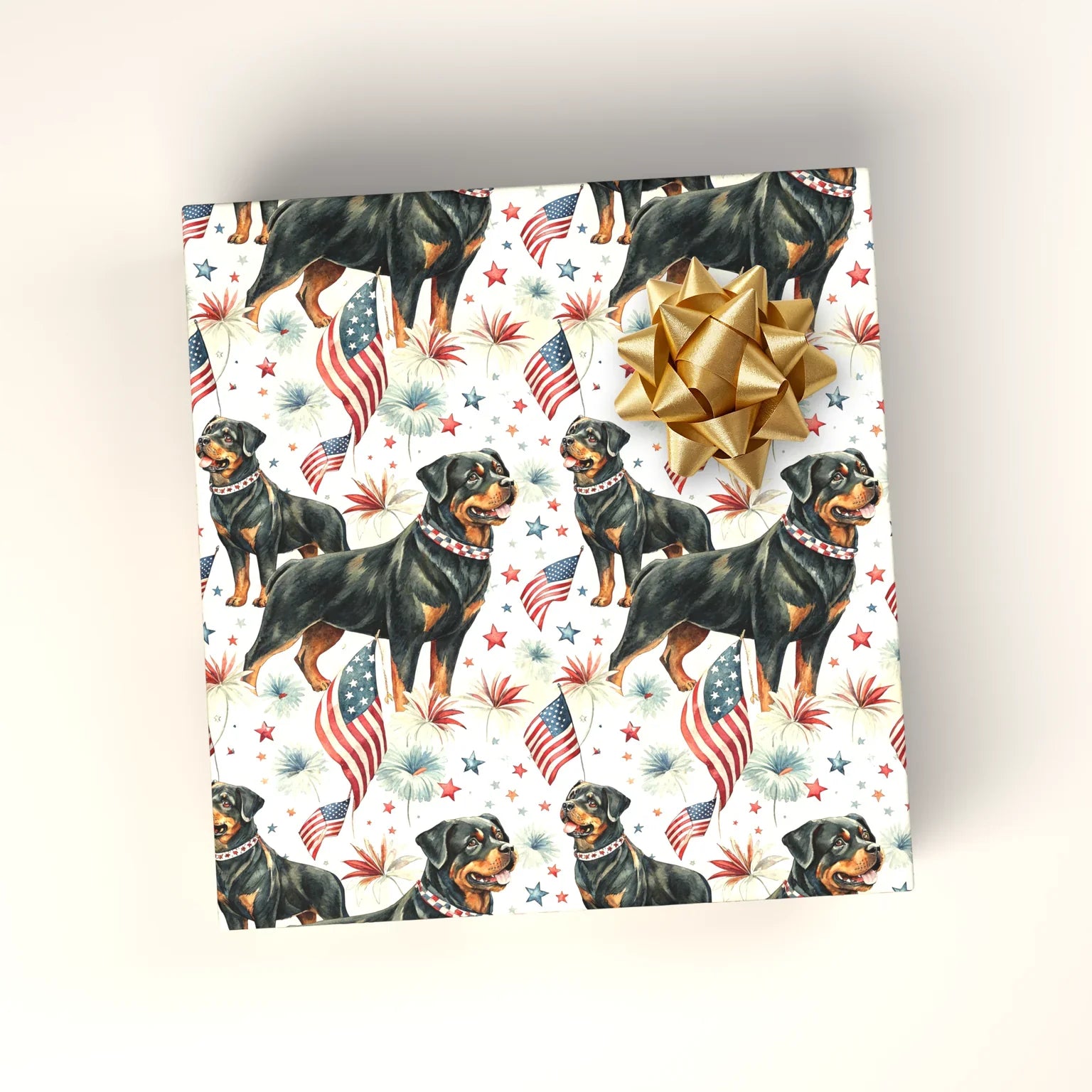 Rottweiler Americana Wrapping Paper — wrapped gift presentation