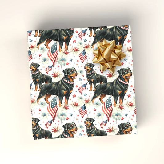 Rottweiler Americana Wrapping Paper — wrapped gift presentation